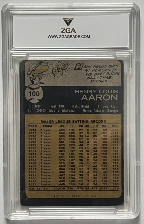 1973 Topps Hank Aaron #100 Atlanta Braves HOF ZGA 6 EX-MT Vintage Home Run King