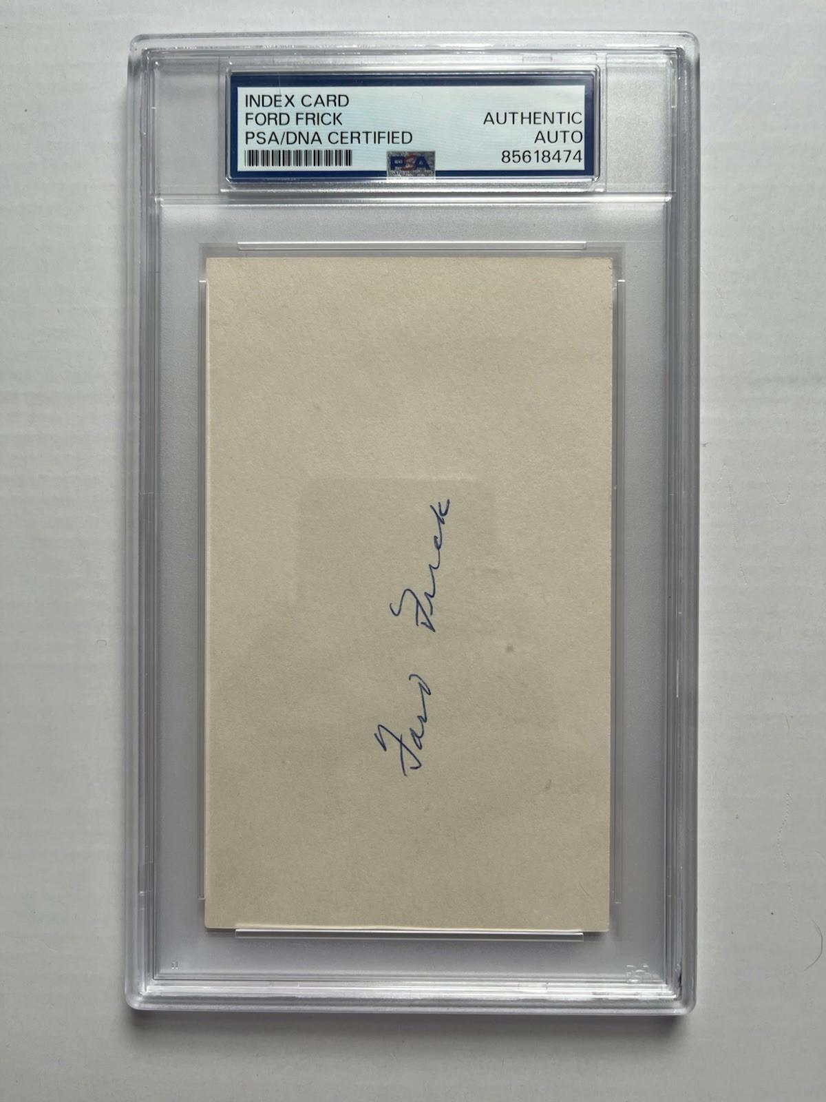 Ford Frick Signed Index Card PSA/DNA Certified Authentic Baseball Auto HOF Comm.